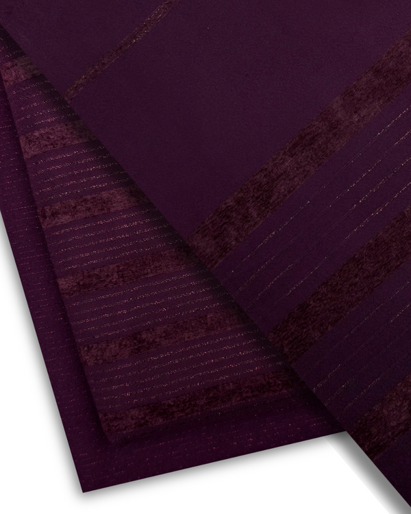 3Pc Alpine Velvet with Golden Stripe Plum AVGS-W25-0005