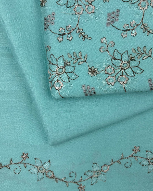 3Pc Alpine Embroidered With Embroidered Border Shawl AEBS-W25-0033