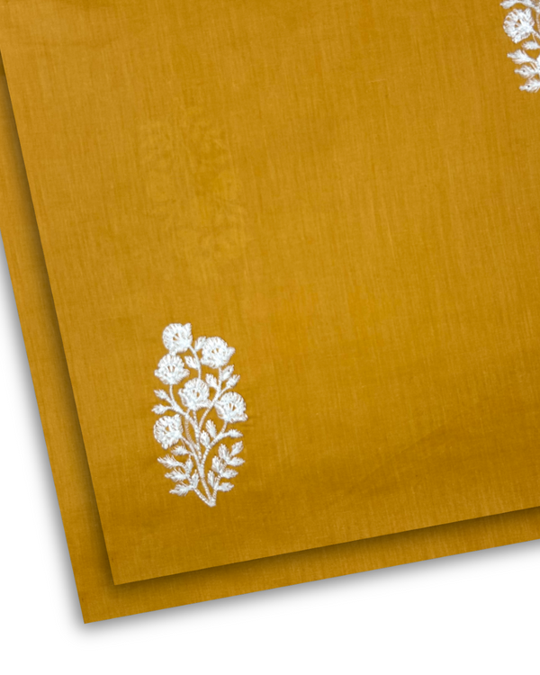2Pc  Cotton Embroidered Mustard PMEL-W25-0010