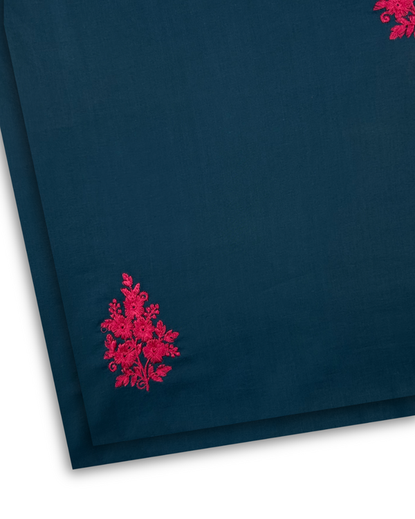 2Pc  Cotton Embroidered Teal PMEL-W25-0014