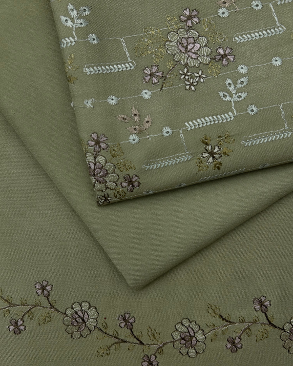 3Pc Alpine Embroidered With Embroidered Border Shawl AEBS-W25-0006