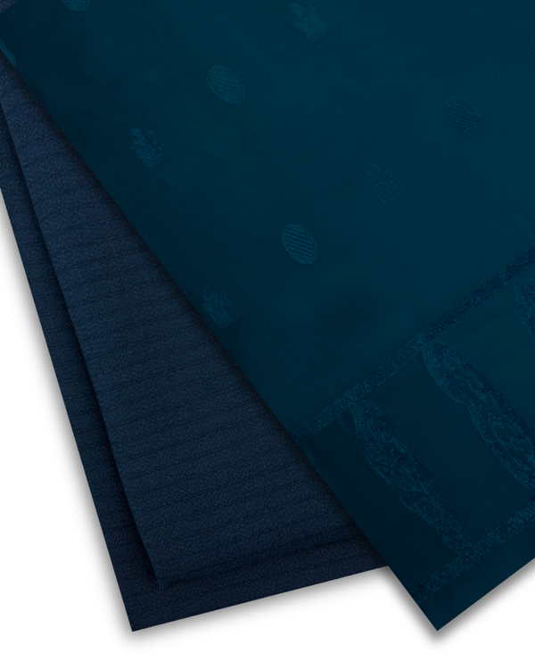 3Pc Alpine Rib with Jacquard Velvet Border Shawl Navy ARJ-W25-0001