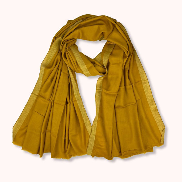 Golden Jacquard Polywool Shawl APSS-W25-0034