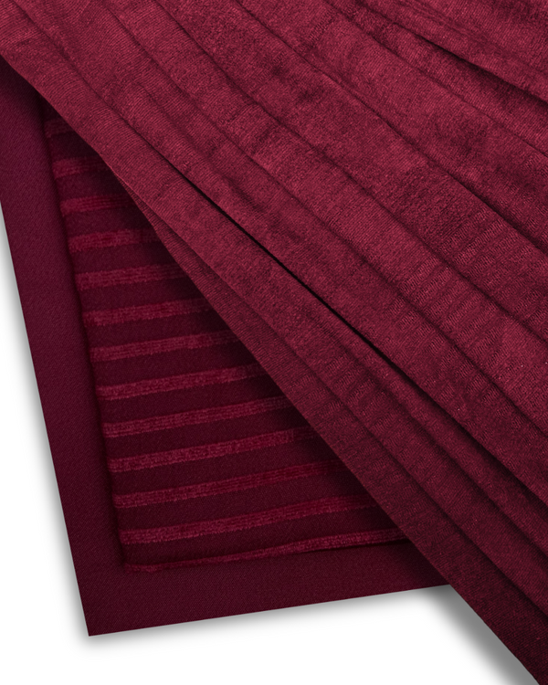3Pc Stripe Jacquard Velvet Maroon SJV-W25-0001