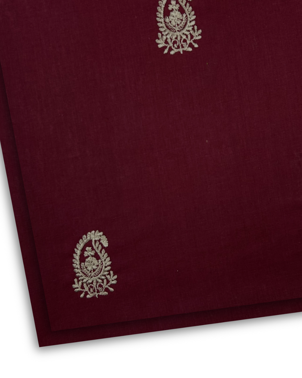 2Pc Cotton Embroidered Maroon PMEL-W25-0021