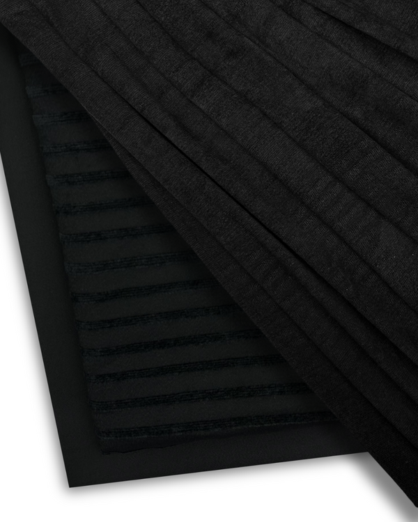 3Pc Stripe Jacquard Velvet Black SJV-W25-0006