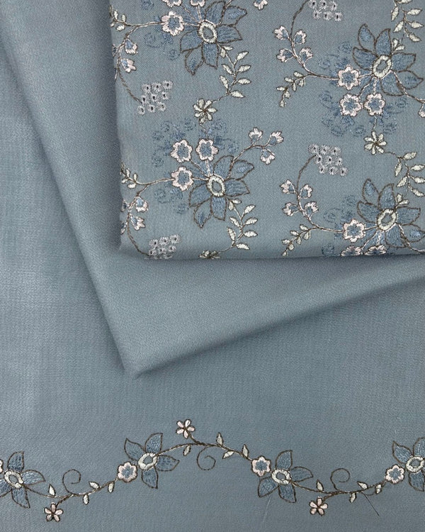 3Pc Alpine Embroidered With Embroidered Border Shawl AEBS-W25-0037