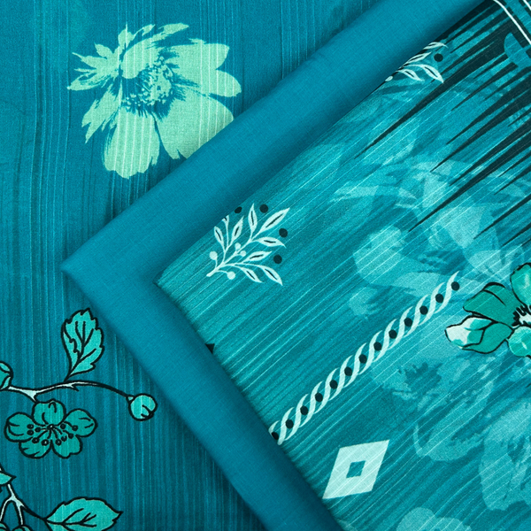 3pc Digital Printed Textured Lawn with Voil Dupatta DPLTV-S25-0008