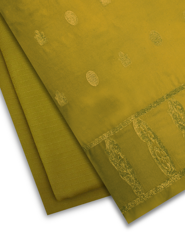 3Pc Alpine Rib with Jacquard Velvet Border Shawl Olivish Mustard ARJ-W25-0008