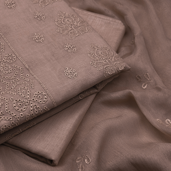 3pc Schiffli Shirt with Embroidered Dupatta & Plain Trouser SSP-S25-0007