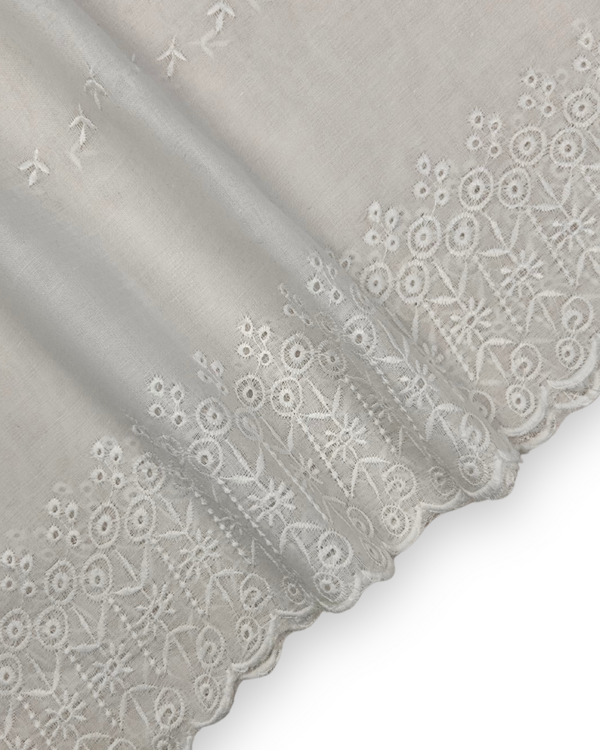 Embroidered Border White Dupatta EBD-S25-0002
