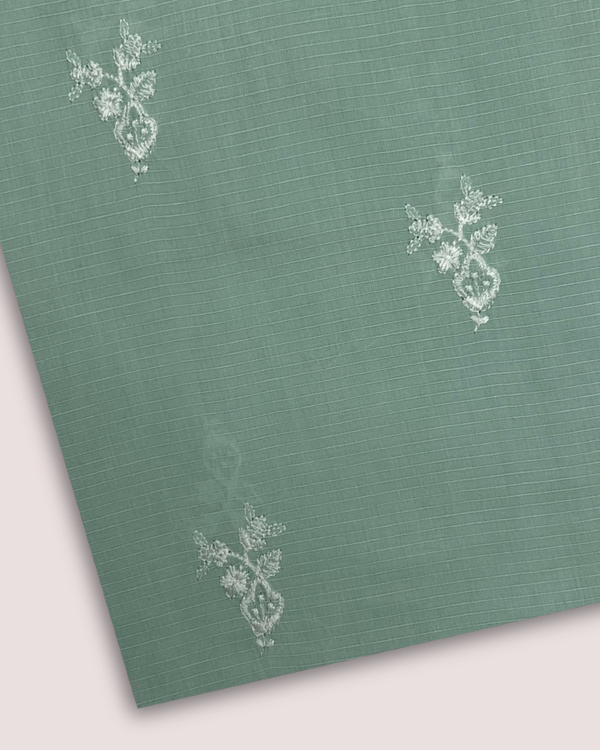 Embroidered Motif Fabric Aqua EMF-S25-0070