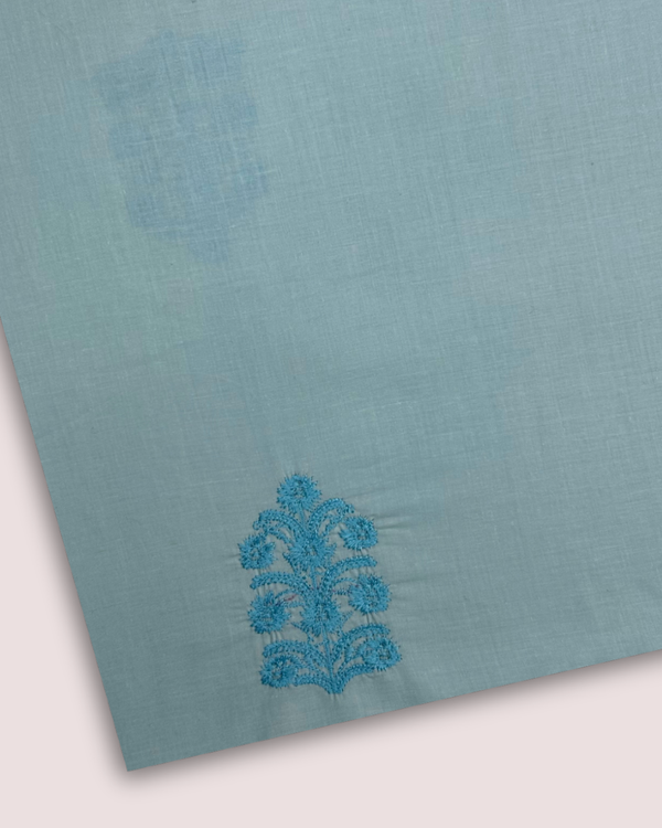 Embroidered Motif Fabric Sky Blue EMF-S25-0073