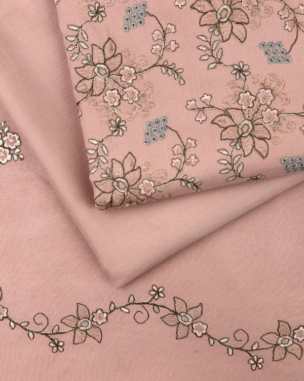 3Pc Alpine Embroidered With Embroidered Border Shawl AEBS-W25-0031