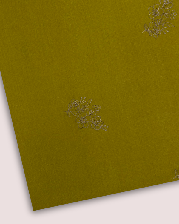 Embroidered Motif Fabric Olivish Mustard EMF-S25-0083