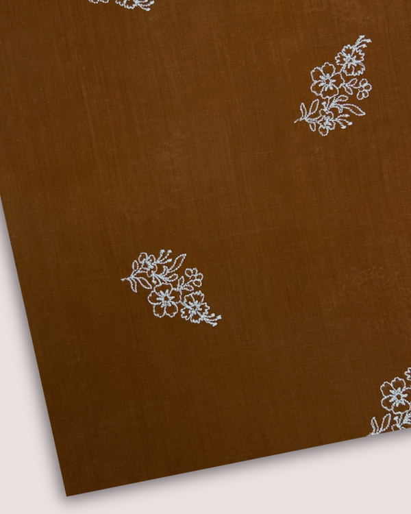 Embroidered Motif Fabric Rust EMF-S25-0085