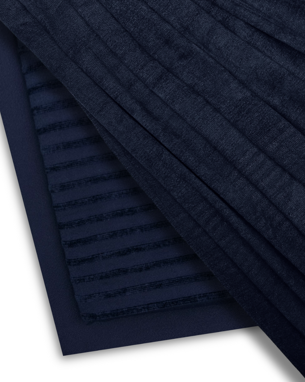 3Pc Stripe Jacquard Velvet Navy SJV-W25-0002