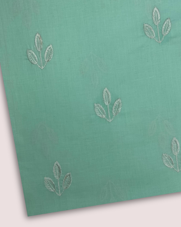 Embroidered Motif Fabric Aqua EMF-S25-0092