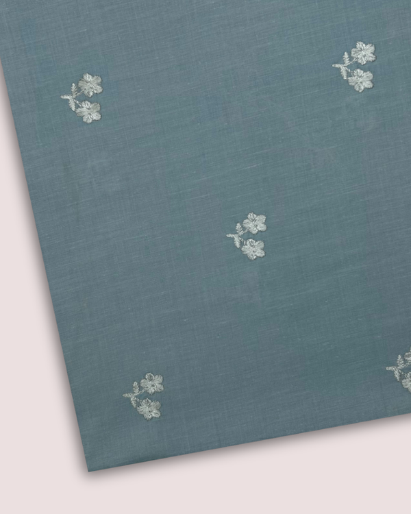 Embroidered Motif Fabric Ice Blue EMF-S25-0093