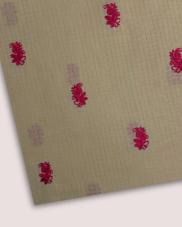 Embroidered Motif Fabric Vanilla EMF-S25-0096
