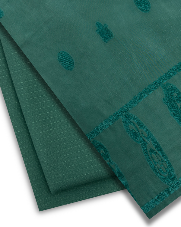 3Pc Alpine Rib with Jacquard Velvet Border Shawl Aqua ARJ-W25-0010