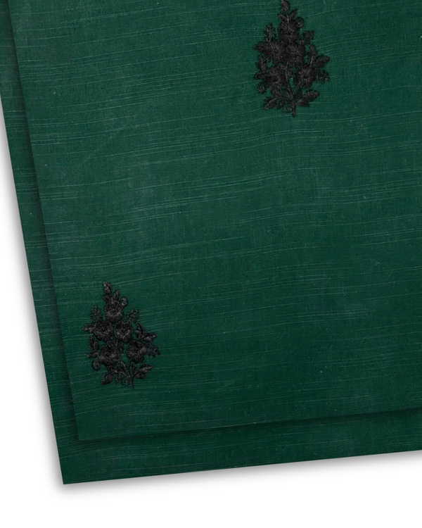 2Pc Multi Embroidered Khaddar Bottle Green MEKT-W25-0058