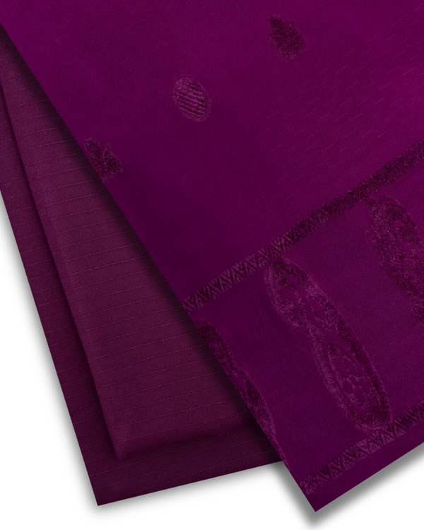 3Pc Alpine Rib with Jacquard Velvet Border Shawl Magenta ARJ-W25-0011