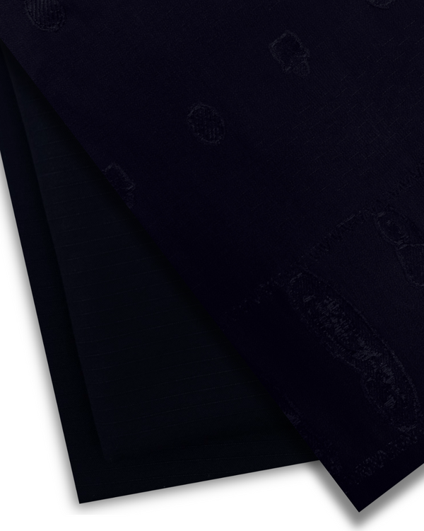3Pc Alpine Rib with Jacquard Velvet Border Shawl Navy ARJ-W25-0014
