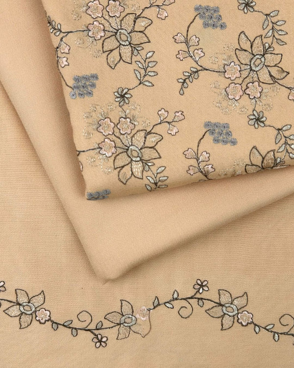 3Pc Alpine Embroidered With Embroidered Border Shawl AEBS-W25-0032