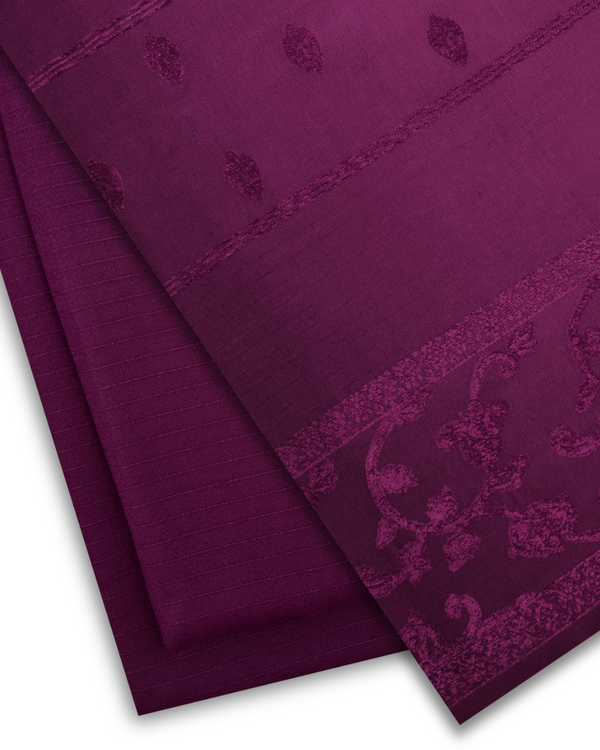 3Pc Alpine Rib with Jacquard Velvet Border Shawl Magenta ARJ-W25-0003