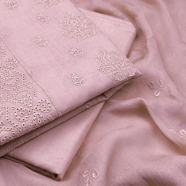 3pc Schiffli Shirt with Embroidered Dupatta & Plain Trouser SSP-S25-0003