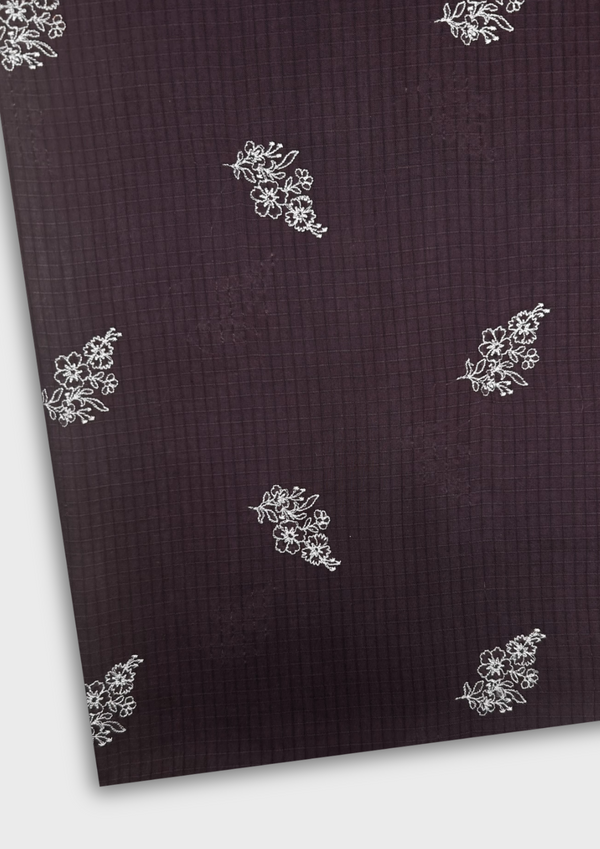 Embroidered Motif Fabric Chocolate EMF1094