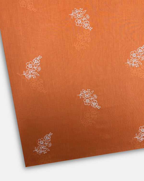 Embroidered Motif Fabric Rust EMF1106