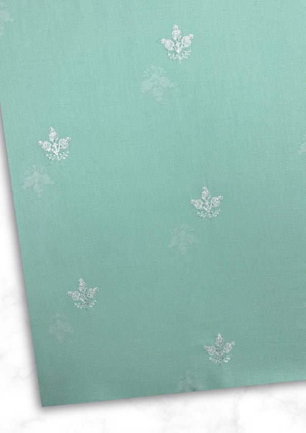 Embroidered Motif Fabric Aqua EMF1089