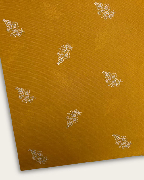 Embroidered Motif Fabric Mustard EMF10