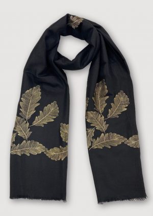 Golden Embroidered Pashmina Stole GEPS2
