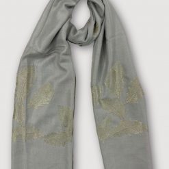 Golden Embroidered Pashmina Stole GEPS4