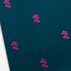 Embroidered Motif Fabric Teal EMF376